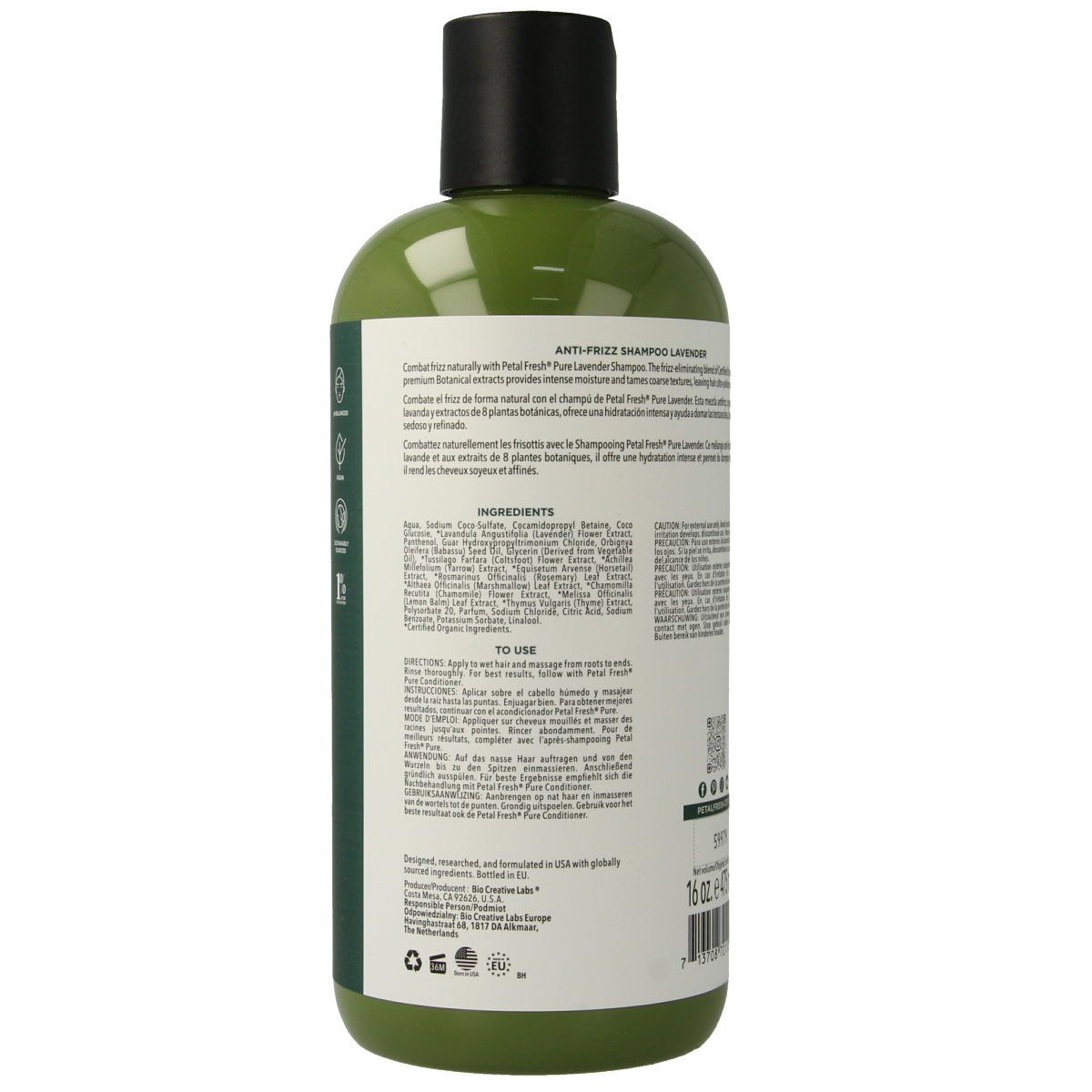 Petal Fresh nourishing lavender shampoo in a 475ml bottle, designed for healthy hair care with soothing lavender scent