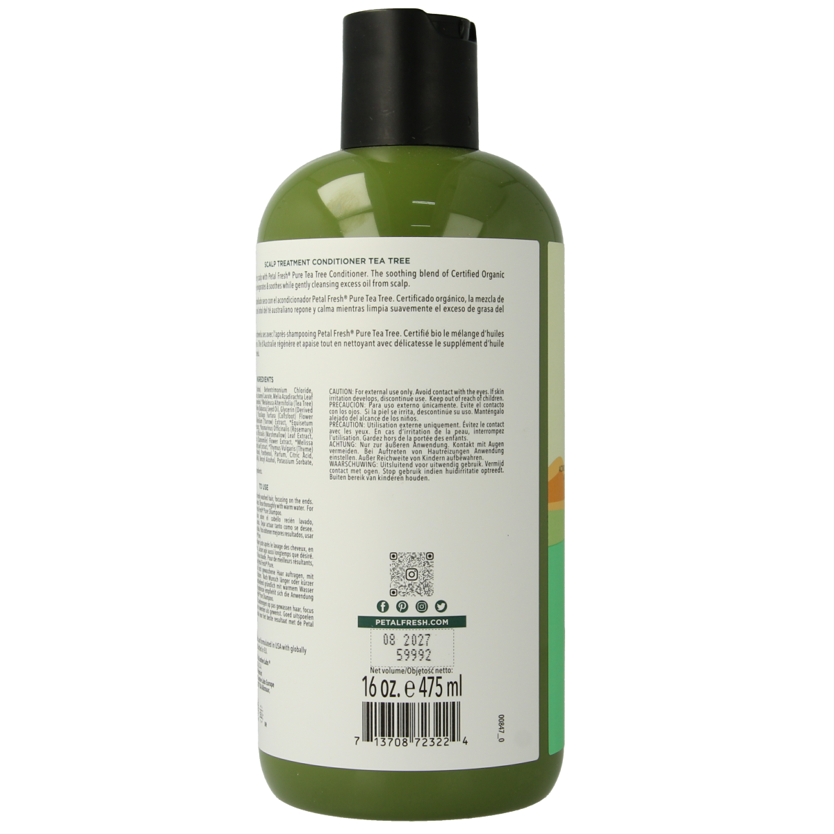 Petal Fresh Tea Tree Conditioner in a 475ml bottle, hair care product with natural tea tree for nourishing hair and scalp.