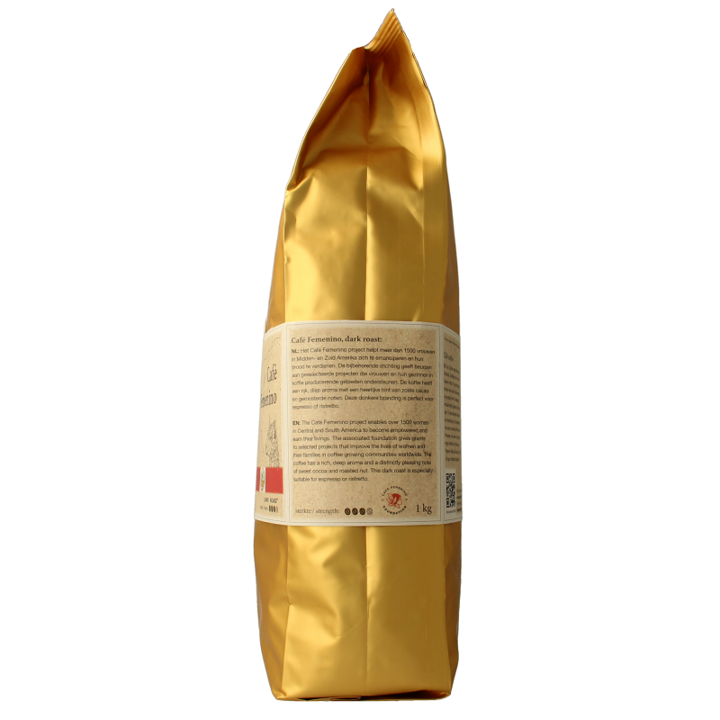 SUN Coffee Café Femenino Bonen dark roast organic coffee beans in 1 kg bag, premium coffee by SUN Coffee for rich flavor.