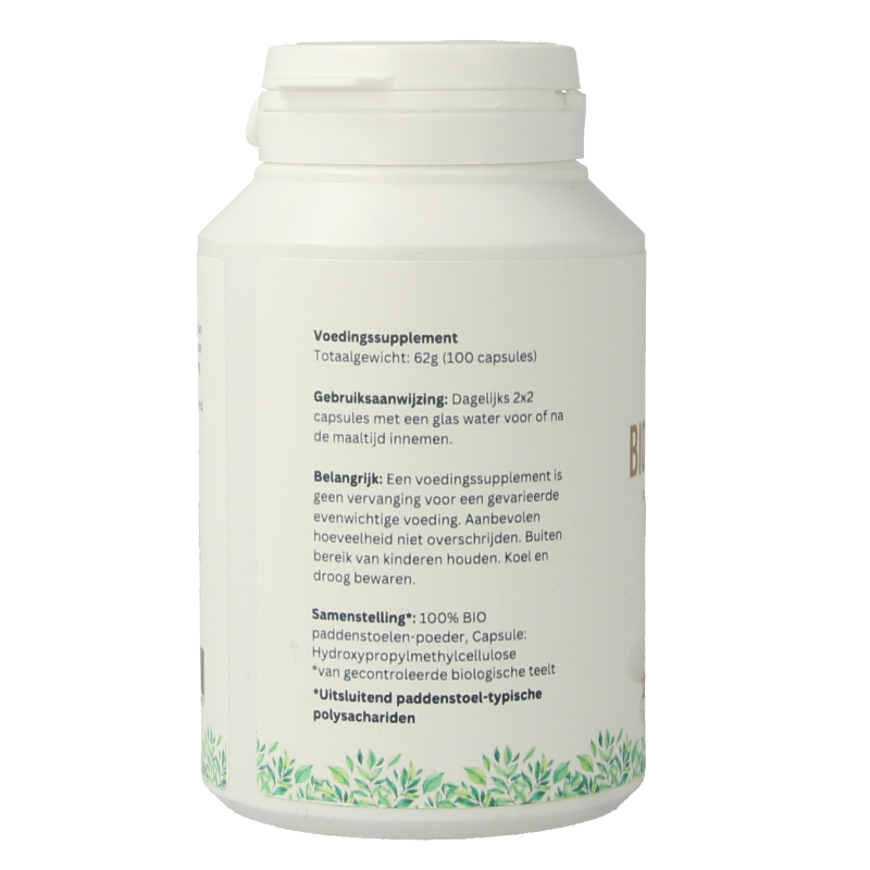 Mycopower Pleurotus bio capsules, natural herbal supplement from Kruidenpreparaten brand, shown in the image.