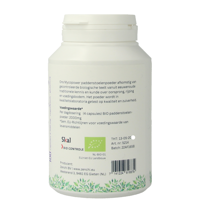 Mycopower Hericium bio herbal supplement in 100 capsules, featuring herbal Kruidenpreparaten with natural mushroom extract.