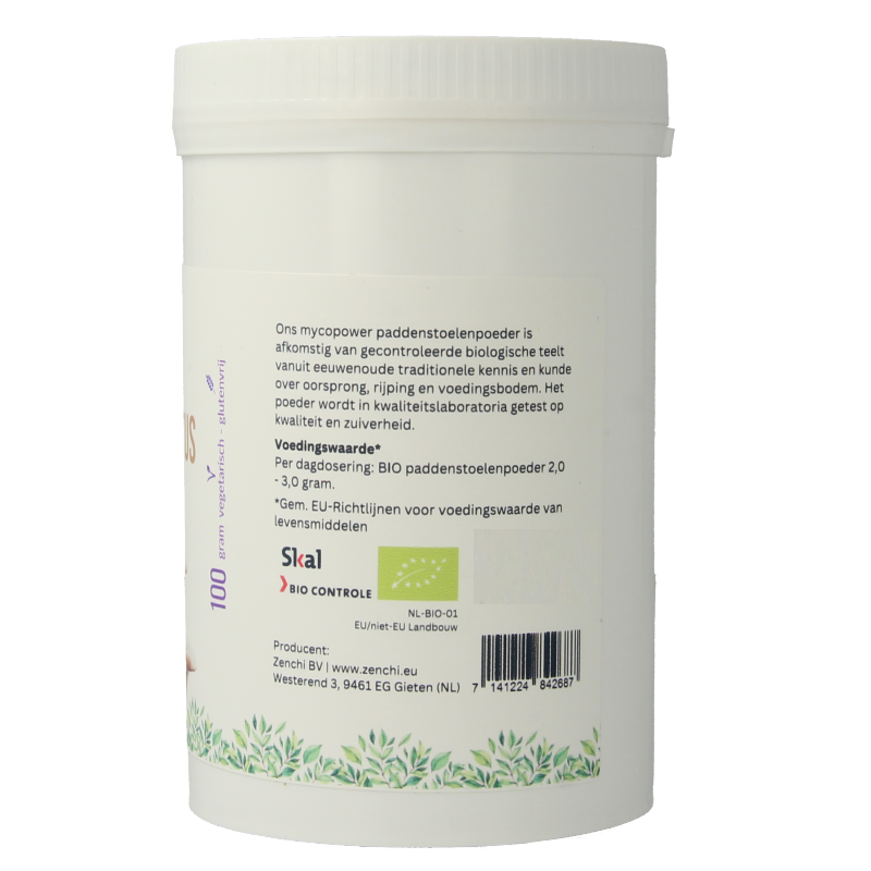 Mycopower Pleurotus mushroom powder in a 100g package, natural organic mushroom supplement from Mycopower, shown in the image.