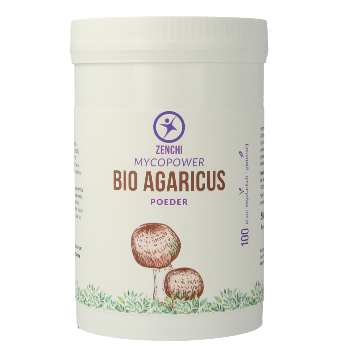 Mycopower Agaricus blazei organic herbal supplement in a 100g package, shown in the product image.