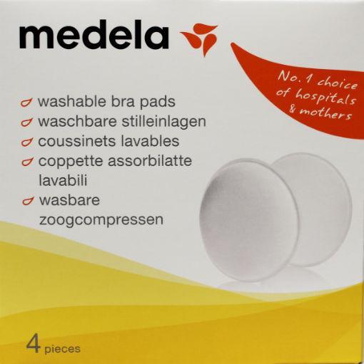 Medela washable nursing pads for postpartum use, 4-pack, soft absorbent breast pads for new mothers.
