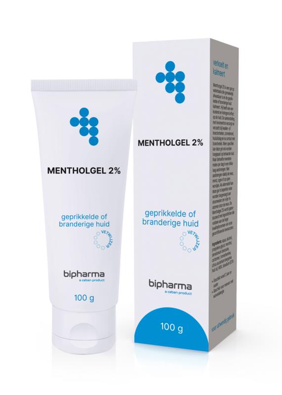 Bipharma Mentholgel 2% in 100g tube, a soothing menthol gel for body care and muscle relief.
