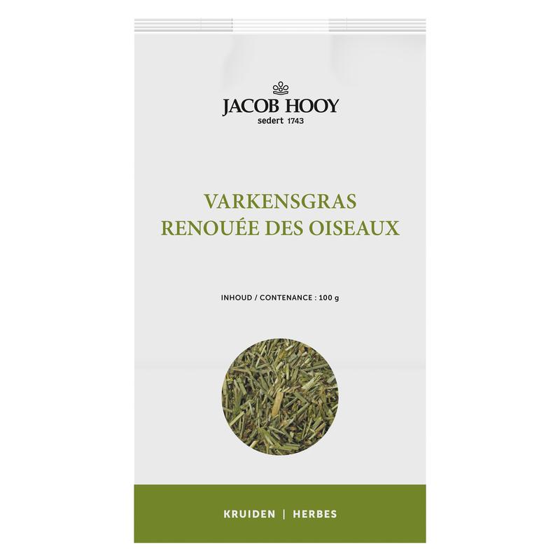 Jacob Hooy Varkensgras 100g, fresh herbal supplement in a clear jar, part of kruiden en zouten assortiment