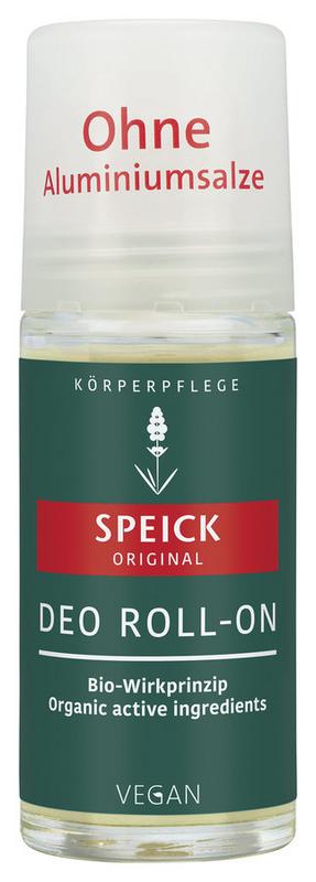 Speick Deodorant roller 50ml bottle, natural deodorant product with a sleek design and transparent cap.