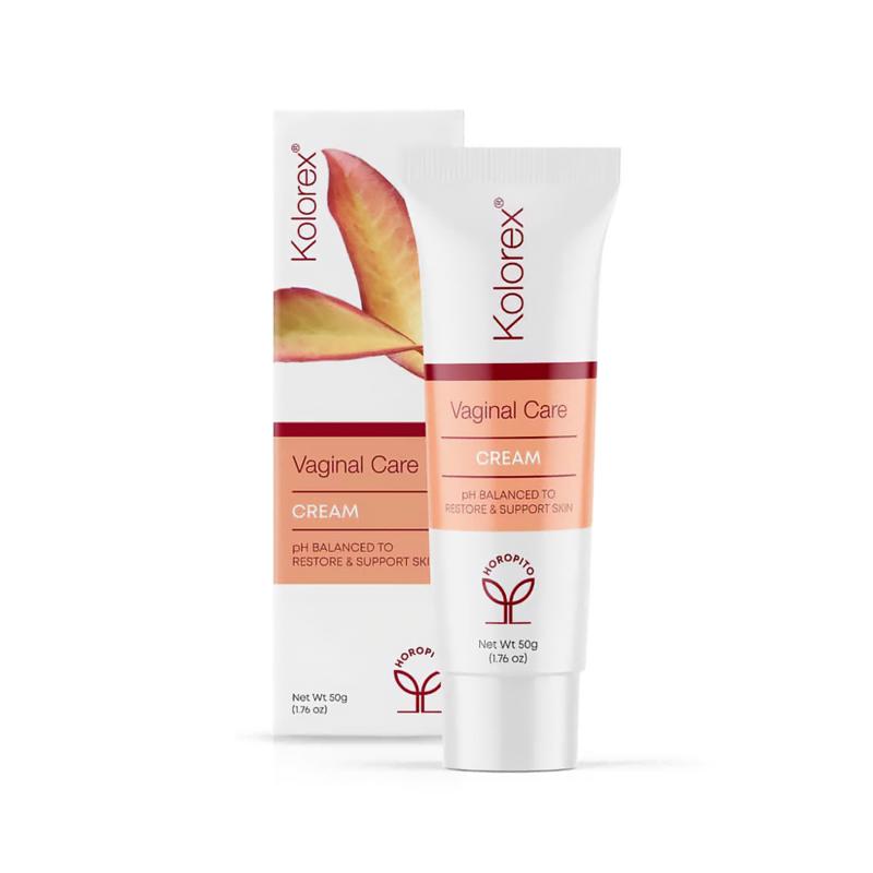 Kolorex intimate care crème for women, 50g, in a white tube with a flip-top cap, designed for feminine hygiene.