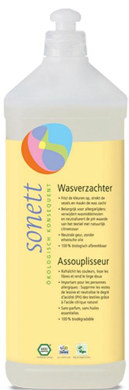 Sonett Wasverzachter 1 Liter bottle, natural laundry softener in eco-friendly packaging, suitable for gentle fabric care