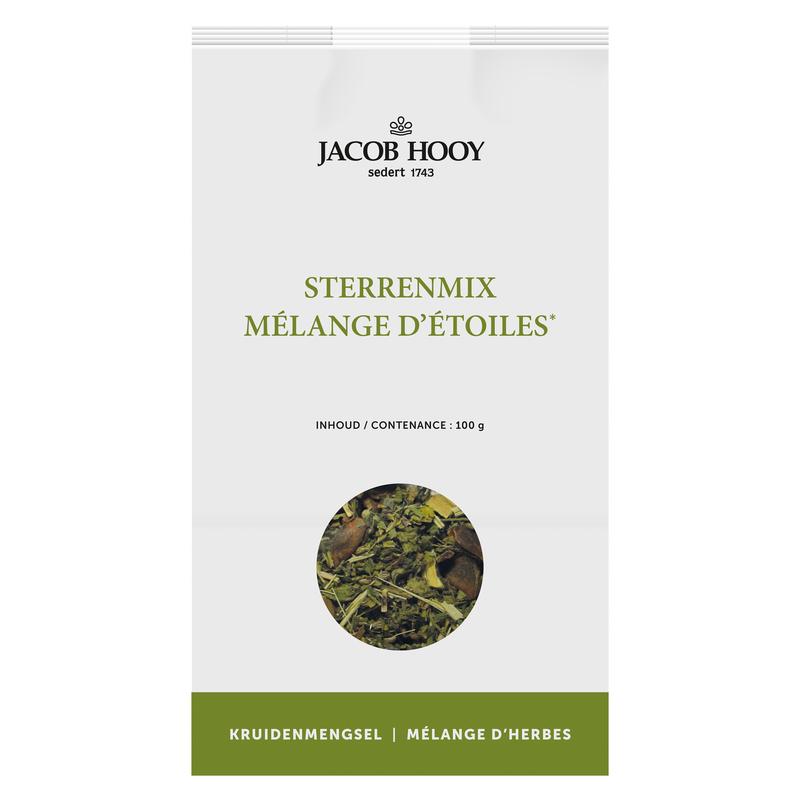 Jacob Hooy Sterrenmix herbal and spice blend in a 100g package, featuring a colorful mix of herbs and seasonings.