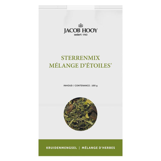 Jacob Hooy Sterrenmix herbal and spice blend in a 100g package, featuring a colorful mix of herbs and seasonings.