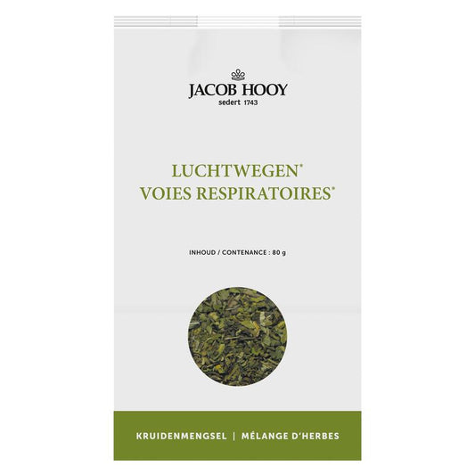 Jacob Hooy Luchtwegen kruidenmengsel in een pot, warme kruidenmix voor de luchtwegen, 80 gram, natuurlijk kruidenproduct.