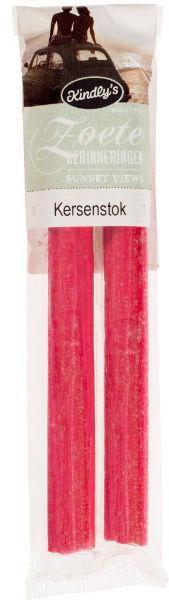 Two Kindly's Kersenstok candy sticks, colorful and sweet snoepgoed displayed against a neutral background.