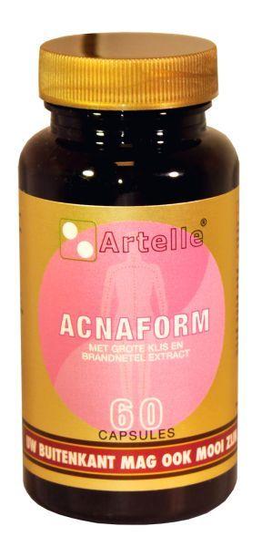 Artelle Acnaform herbal capsules in a bottle, part of Artelle's kruidpreparaten collection, with 60 capsules for natural wellness.