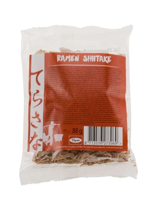 TS Import Paddenstoel ramen pasta, 88g, with visible mushroom ingredients in a bowl, ideal for flavorful Asian noodle dishes.