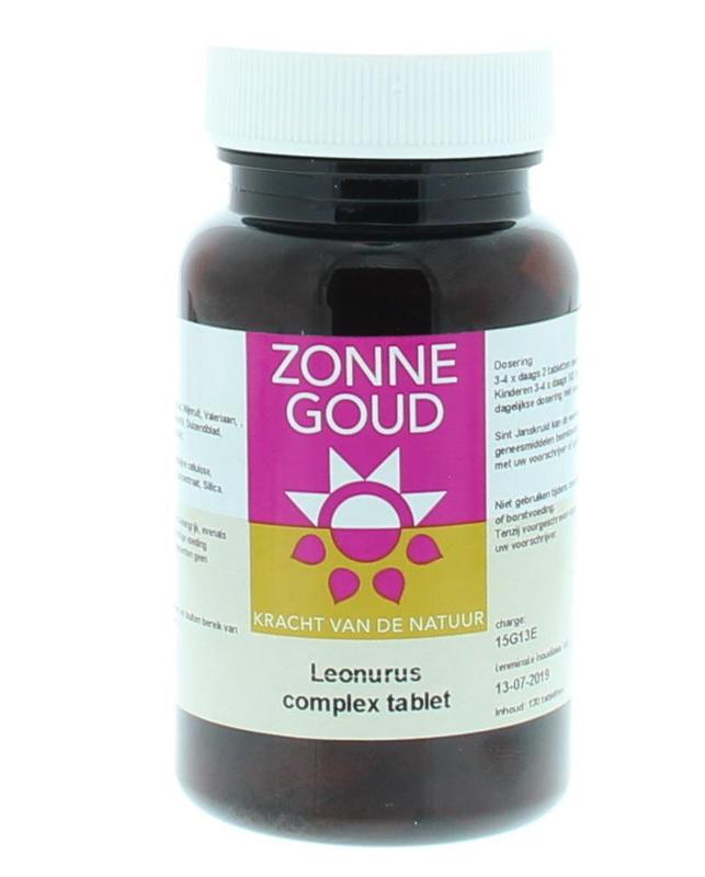 Zonnegoud Leonurus cardiaca complex herbal tablets in a blister pack, used as a herbal supplement for wellness.