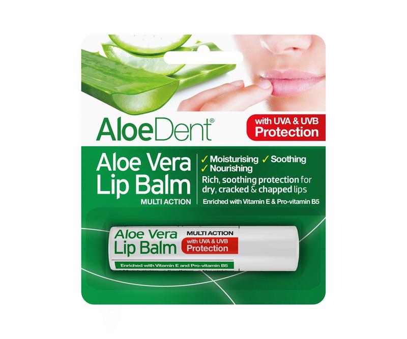 Optima Aloe dent aloe vera lip balm stick, 4g, moisturizing lip care product with aloe vera for smooth, healthy lips