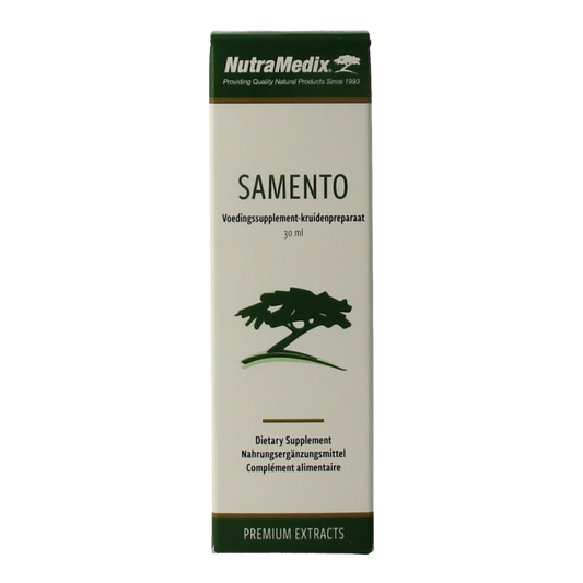 Nutramedix Samento Cat's Claw herbal supplement in 30ml bottle, natural herbal remedy for immune support.
