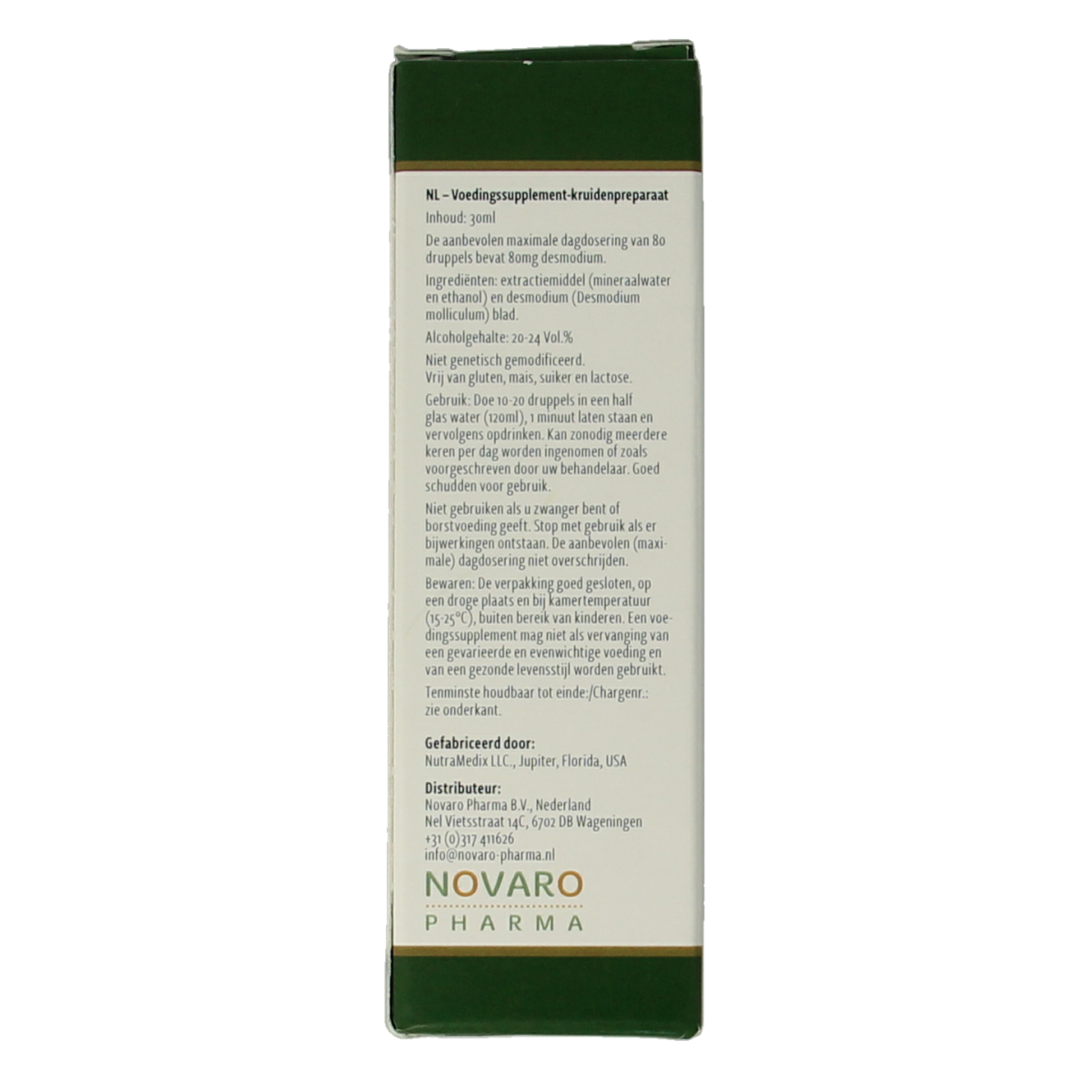 Nutramedix Burbur herbal supplement bottle, 30ml, part of Kruidenpreparaten line, with label showing product details and branding.