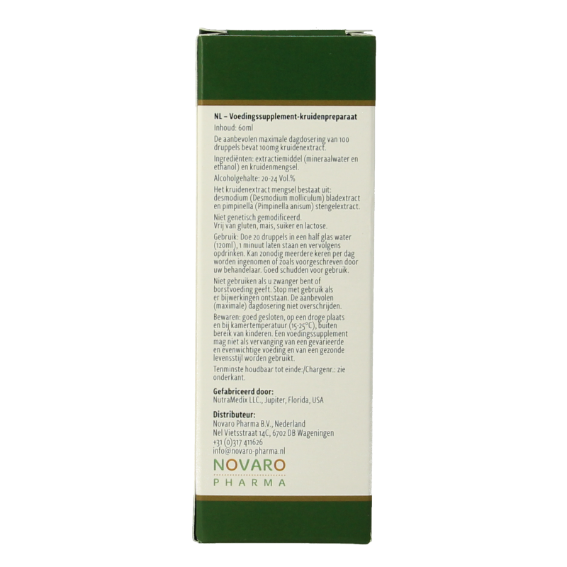Nutramedix Burbur pinella herbal preparation in a 60ml bottle, part of Nutramedix's kruidenpreparaten collection.