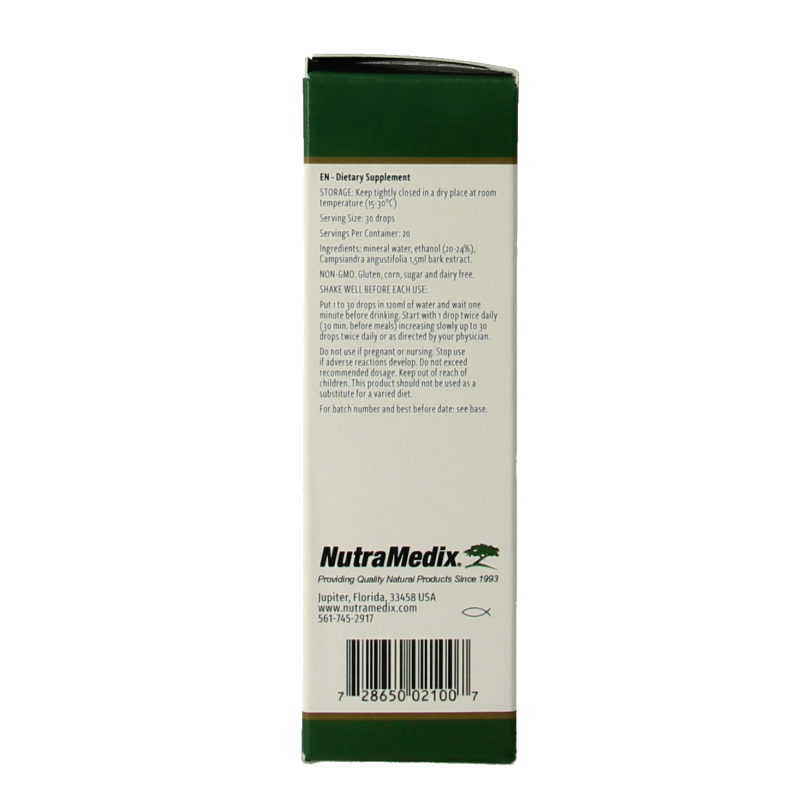 Bottle of Nutramedix Cumanda herbal remedy in 30ml dropper bottle, part of Nutramedix herbal preparations.