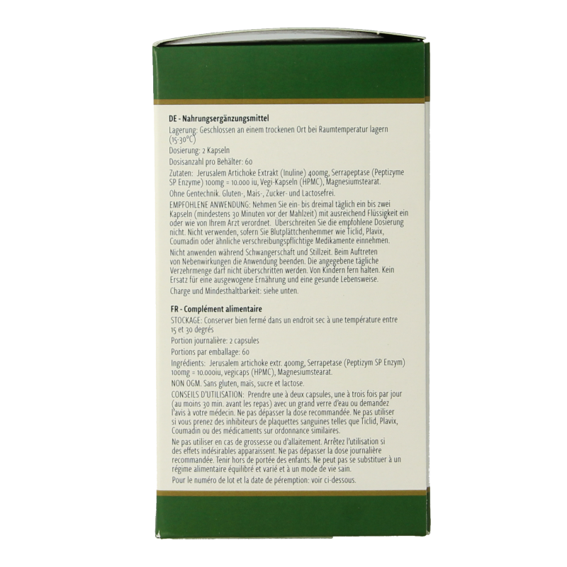 Vegetarian Nutramedix Serrapeptase capsules in a bottle, herbal supplement for inflammatory support, product image.
