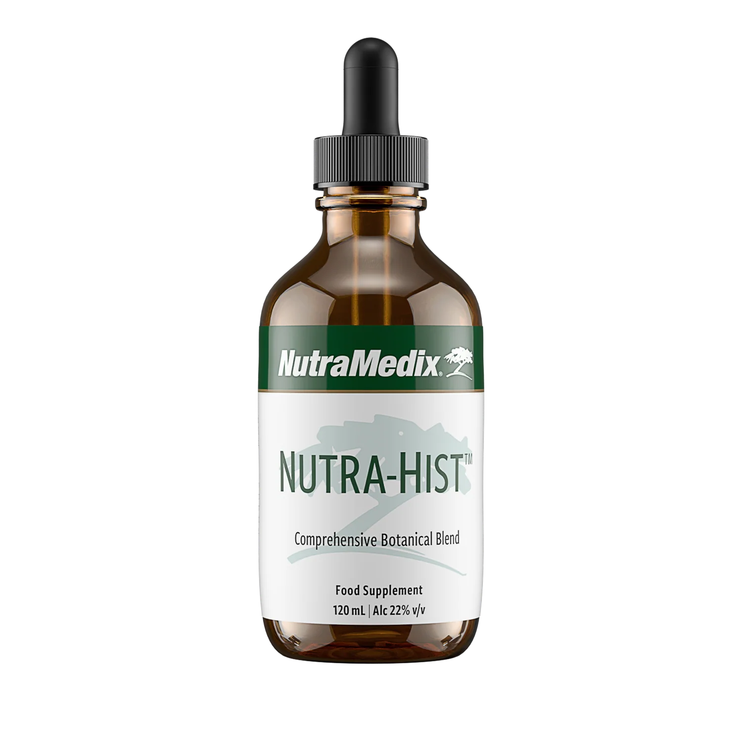 Nutramedix Nutra-Hist herbal supplement in 120ml bottle, kruidpreparaten with natural herbal ingredients.
