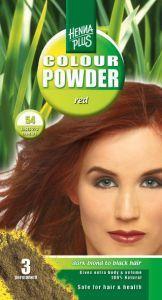 Henna Plus Colour Powder 54 Red for hair coloring, 100g pack with vibrant red hair dye powder visible in the image.