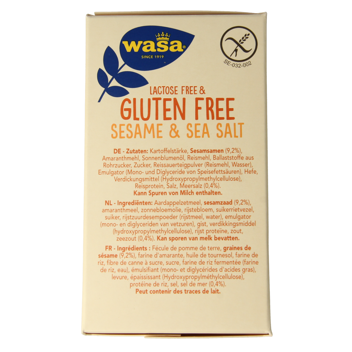 Wasa Knackebrod met sesam en zeezout glutenvrij 240.00 Gram