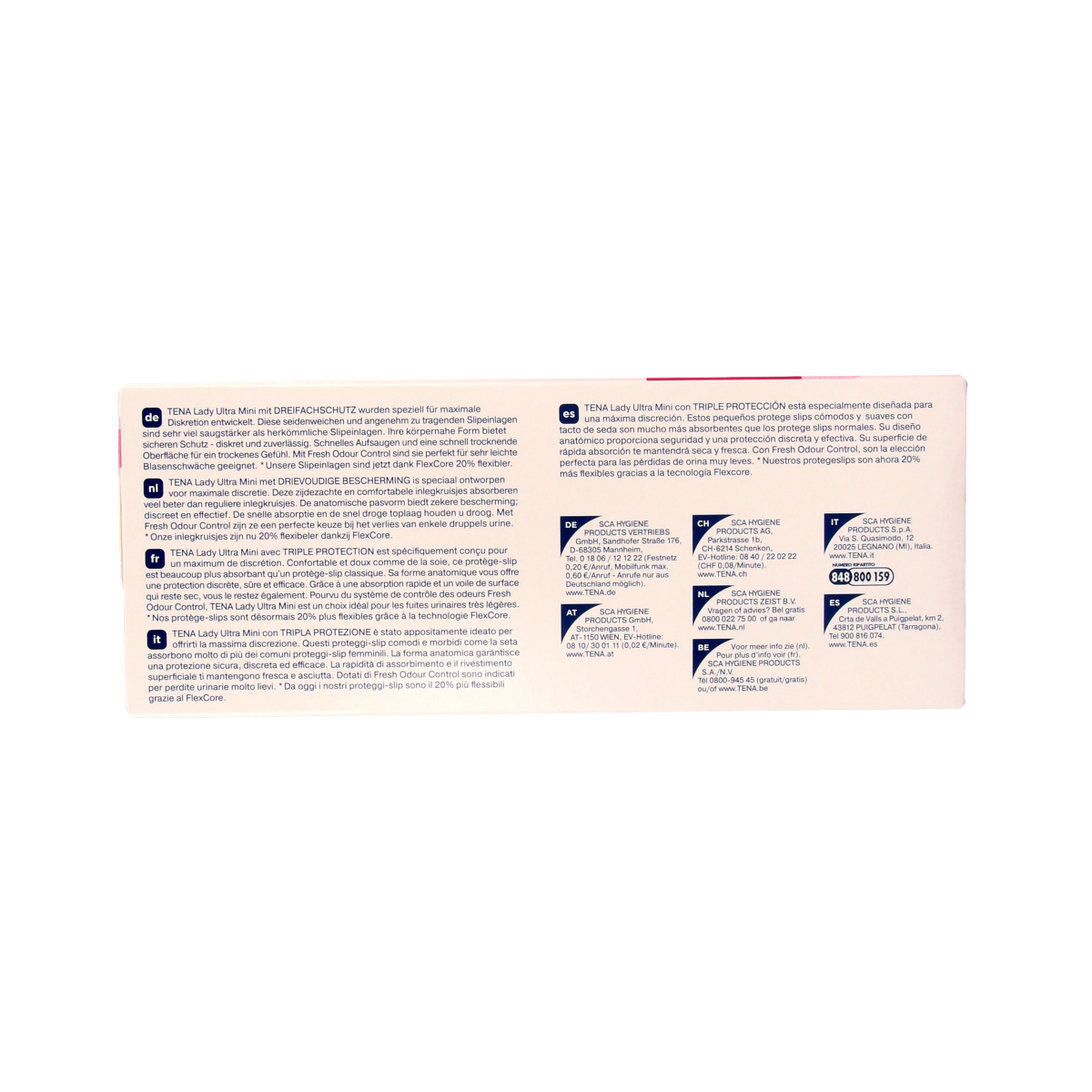 Tena Lady Ultra Mini incontinence pads, 28 pack, discreet absorbent pads for light bladder leakage, shown in the image.