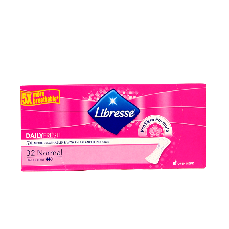 Libresse inleg normaal pack of 32 sanitary pads for women, shown in the image.