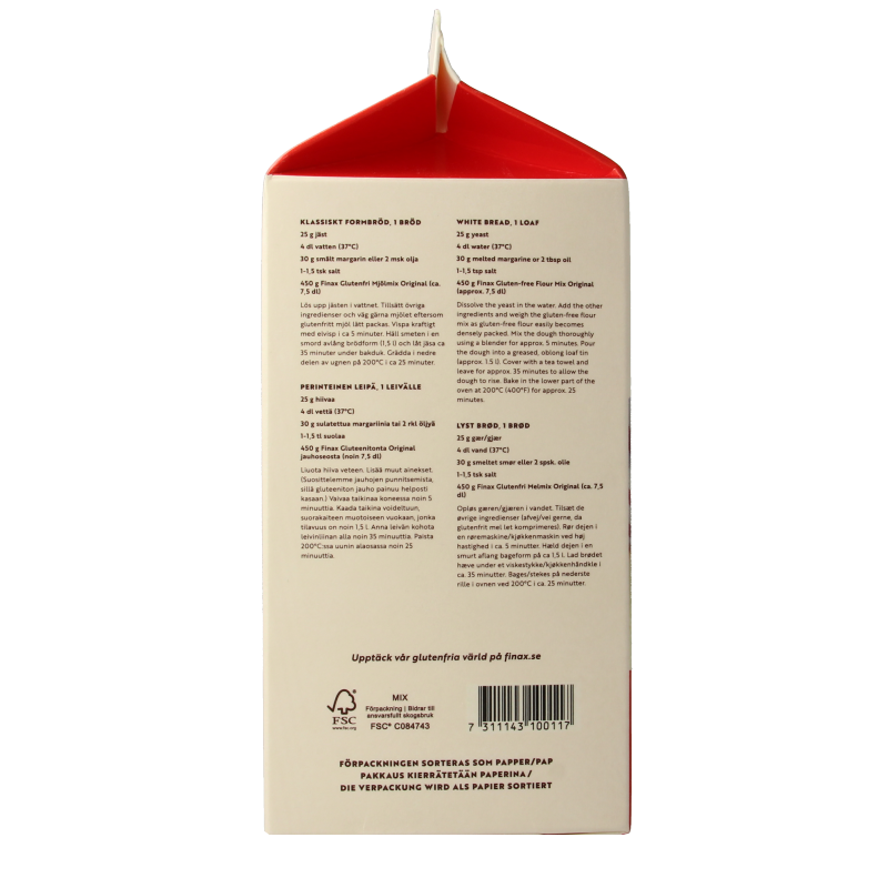 Finax gluten-free bread mix in a 900g package, versatile baking mix for gluten-free bread and baked goods.