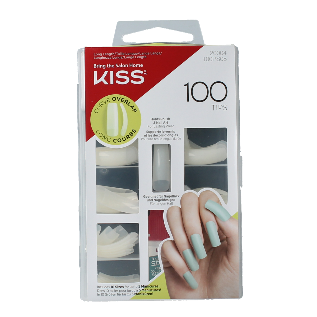 Kiss Nageltips en lijm overlap 1.00 set, make-up nail tips with adhesive for professional nail extension application.