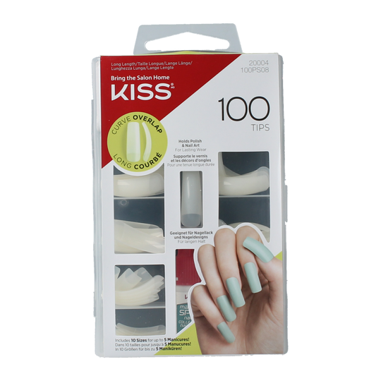 Kiss Nageltips en lijm overlap 1.00 set, make-up nail tips with adhesive for professional nail extension application.