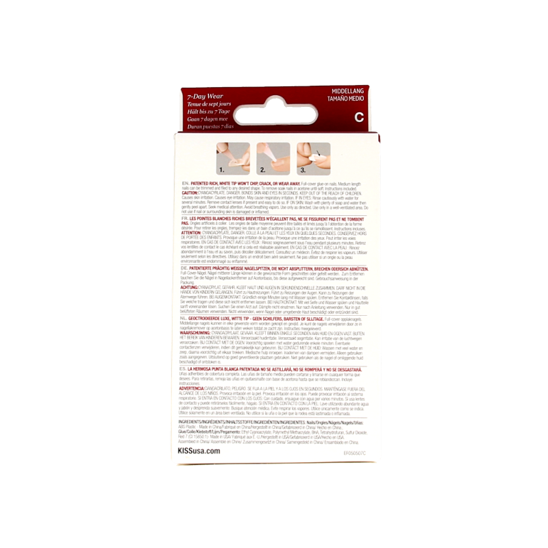 Kiss French nail kit Infinite 1.00 set with false nails, nail glue, and tools for professional-looking French manicures.