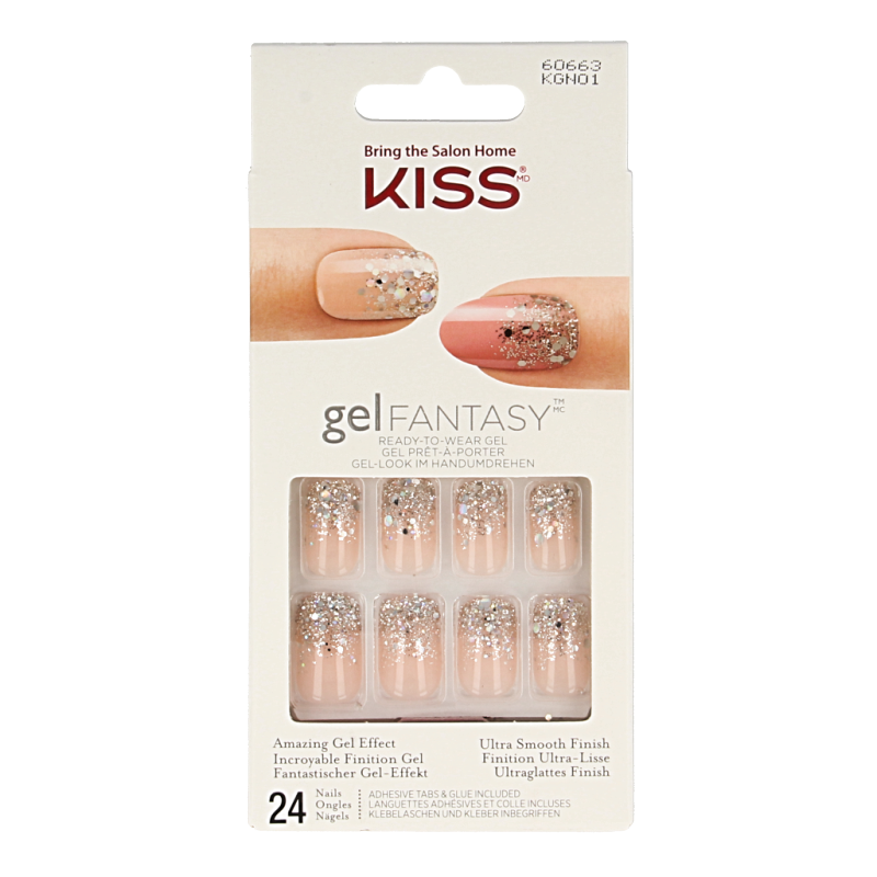 Kiss Gel Fantasy nails in a fanciful design, 1.00 set of colorful, decorative gel nail extensions for a stylish manicure.