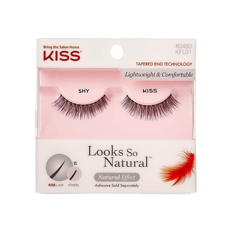 Kiss Looks So Natural Lash Sly, single false eyelash strip for a natural makeup look, in black with fine lash details.