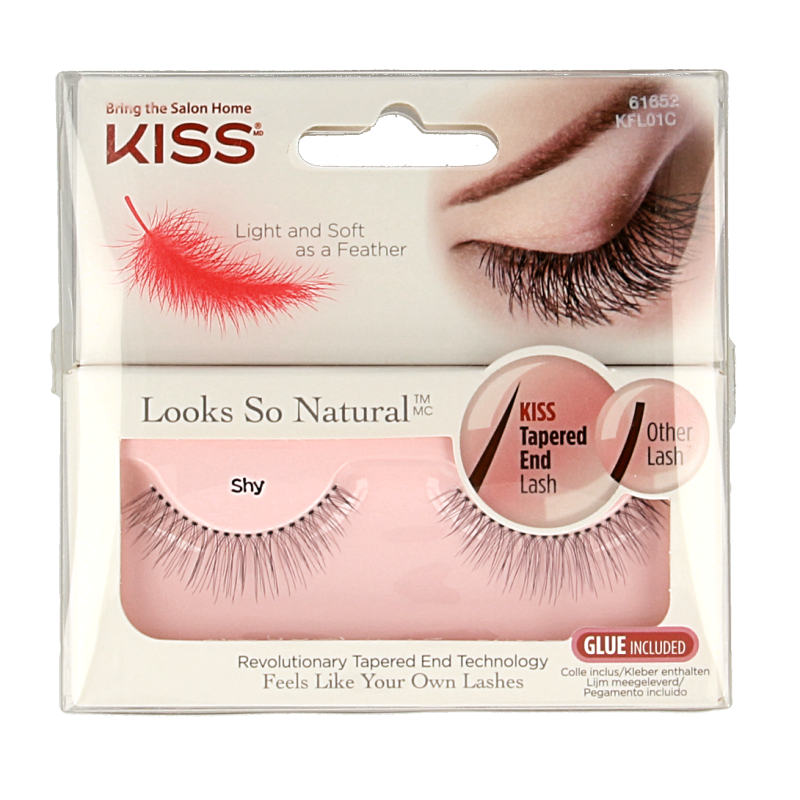 Kiss Looks So Natural Lash Sly 1 piece, false eyelash for a natural make-up look, with black synthetic fibers and lightweight design.