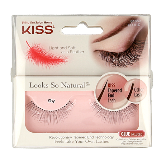 Kiss Looks So Natural Lash Sly 1 piece, false eyelash for a natural make-up look, with black synthetic fibers and lightweight design.