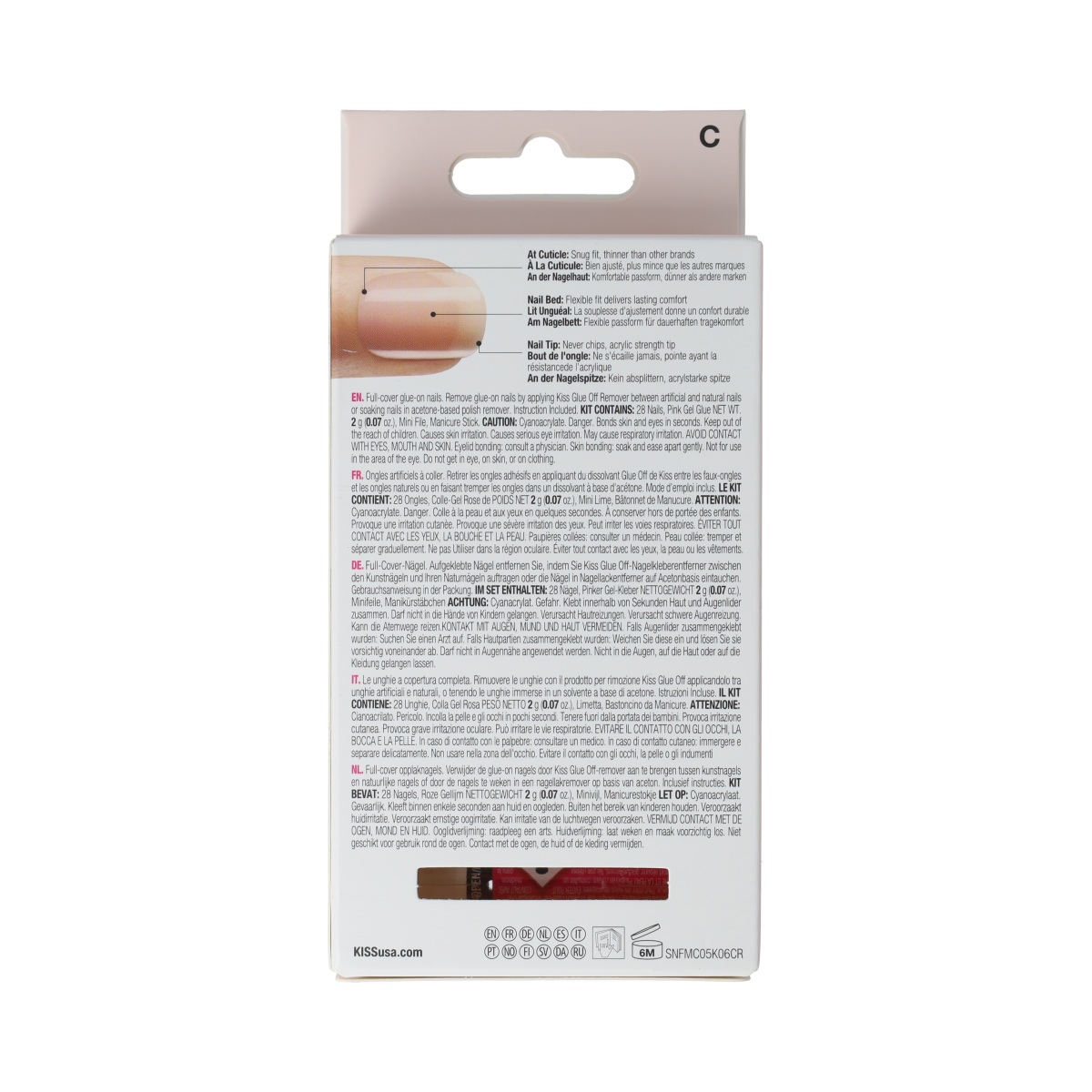 Kiss French nude acrylic nails set with elegant, natural-looking long nails and smooth finish for a polished makeup look.