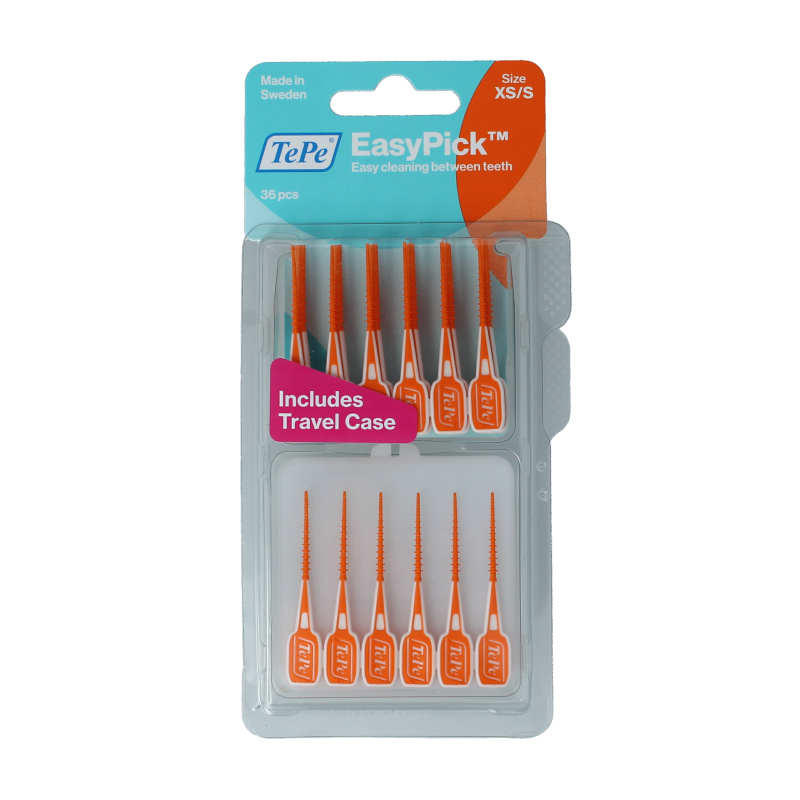 TePe EasyPick XS/S blister pack of 36 dental picks and interdental cleaners for effective oral hygiene.