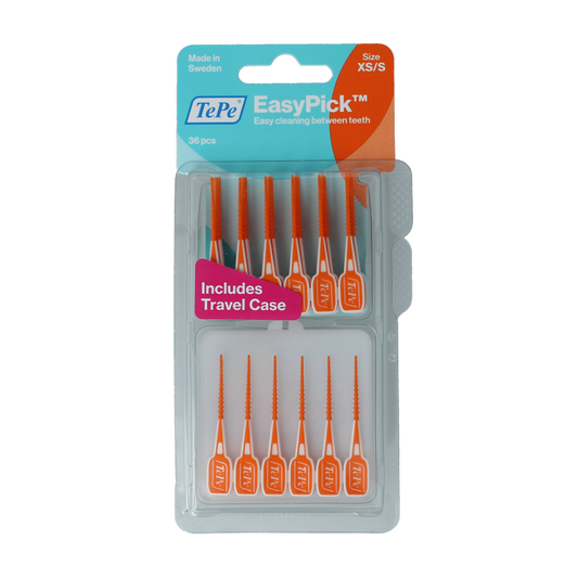 TePe EasyPick XS/S blister pack of 36 dental picks and interdental cleaners for effective oral hygiene.
