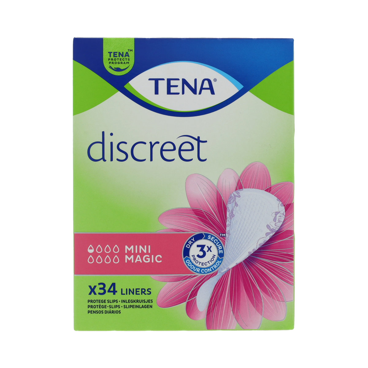 Tena Lady Mini Magic incontinent pad for women, 34-pack, with discreet absorption and comfortable fit.