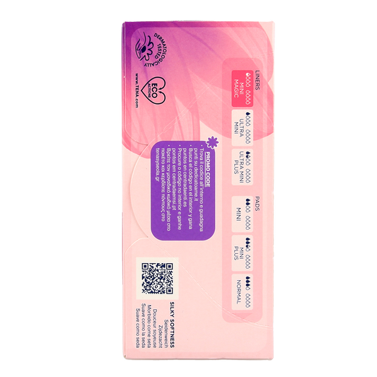 Tena Lady Mini Magic incontinence pads, 34 pack, showing discreet, absorbent adult diaper liners by Tena.
