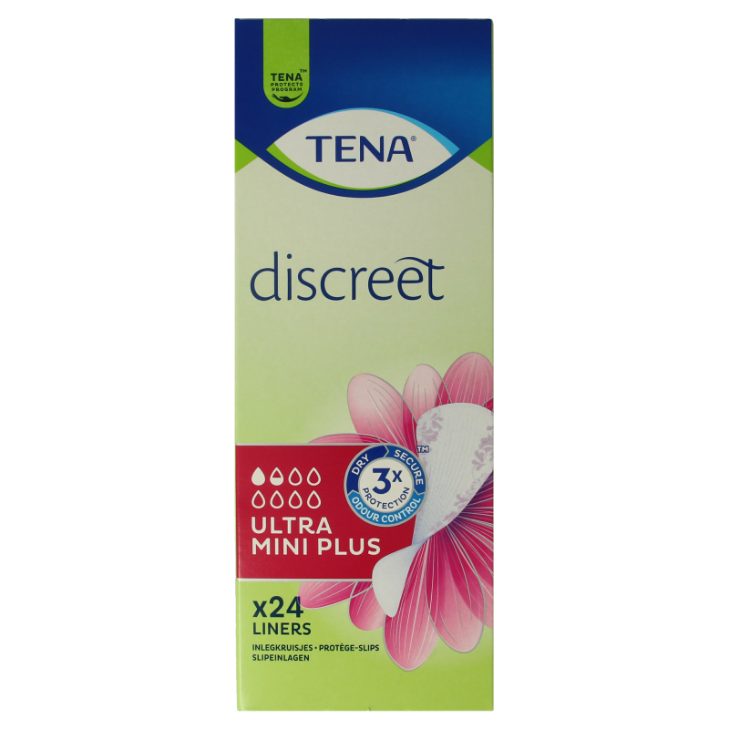 Tena Lady Ultra Mini+ incontinence pads, 24-pack, discreet and absorbent for light bladder leakage, by Tena.