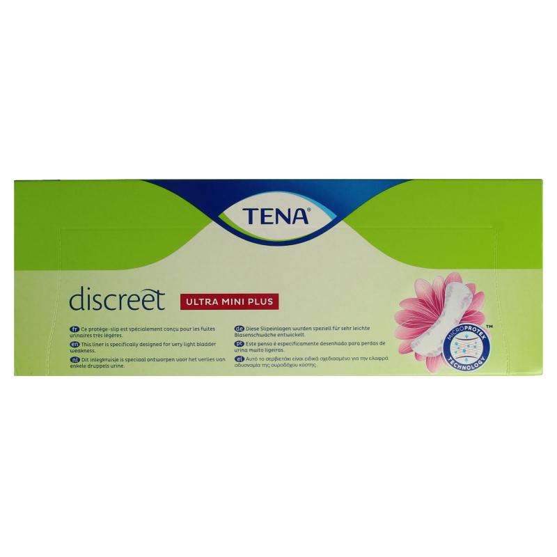 Tena Lady Ultra Mini+ incontinence pads, pack of 24, discreet and absorbent for light bladder leakage protection.