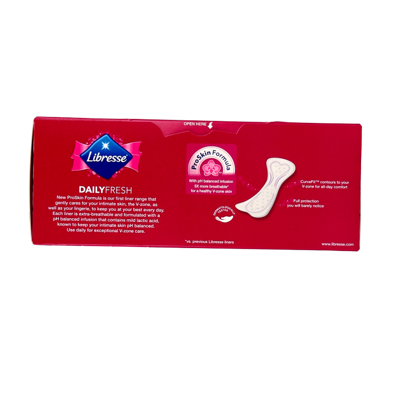 Libresse Inleg extra long pack of 22 feminine pads with absorbent core, designed for comfort and protection during menstruation.