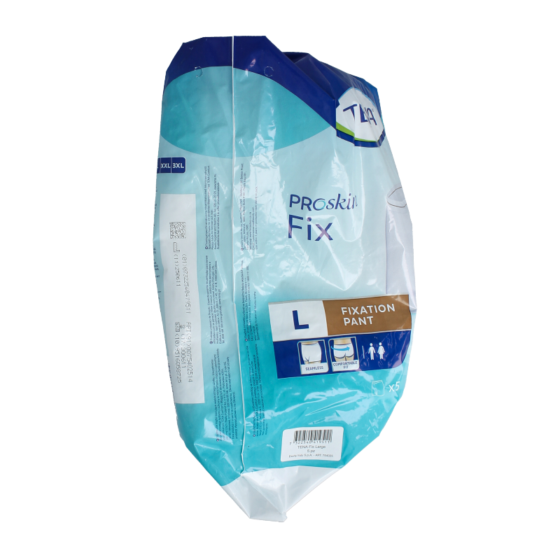 Tena Fix premium incontinence fixation belt in size L, shown on white background with five pieces.