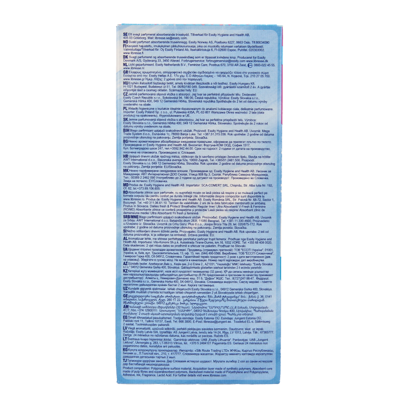 Libresse Daily Fresh normal inlegkruisjes feminine hygiene pads, 32-pack, with fresh scent, designed for women.