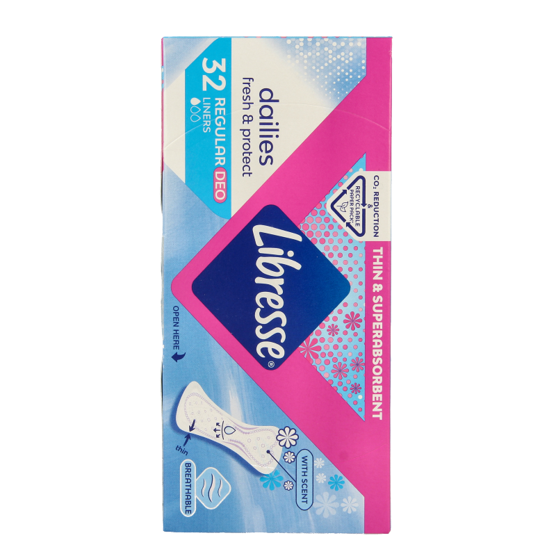 Libresse Inlegkruisjes daily fresh normaal deodorant panty liners, 32-pack, for women, with fresh scent and comfortable fit